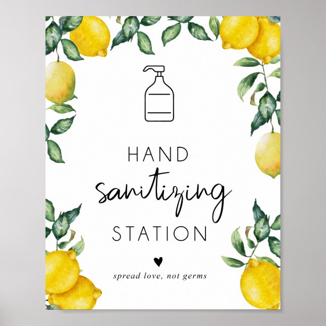 Handdesinfektionsstation Citroner Poster (Framsidan)
