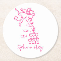 Handdra Cin Cin Cherub Whimsical Bröllop Napkin