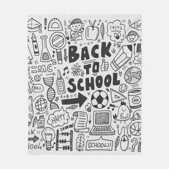 Handdra doodle-skolan inslag fleecefilt (Framsidan)