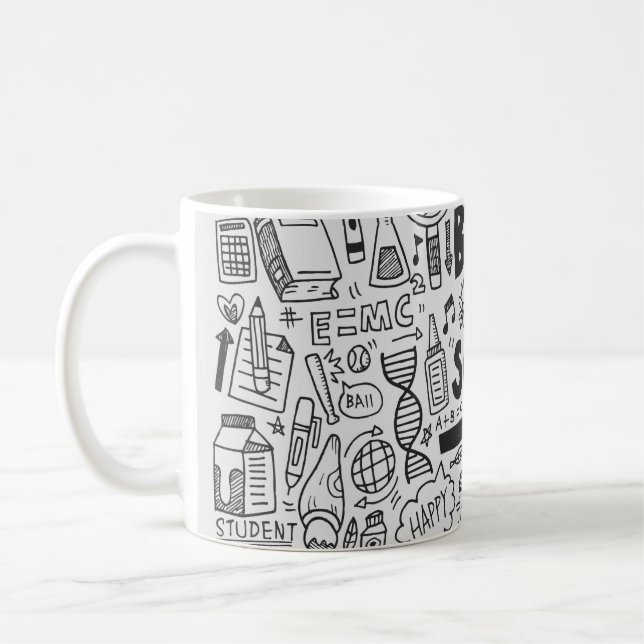 Handdra doodle-skolan inslag kaffemugg (Vänster)