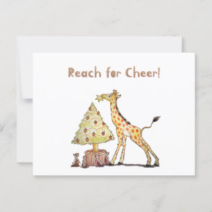 Handdrad Giraffe Julgran Art Vykort