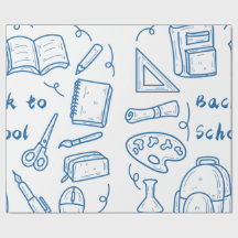 Handdragen back to school-doodelblått