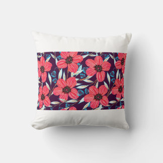 Handdragen blommigt örtlös mönster. Sketche Kudde