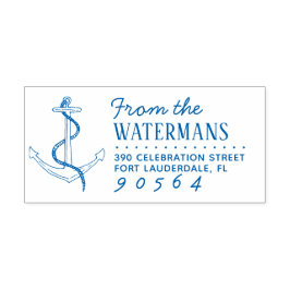 Handdragen Boat Anchor & Rope Namn Returadress Självfärgande Stämpel