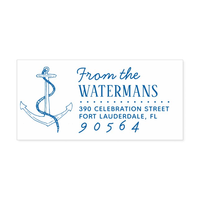 Handdragen Boat Anchor & Rope Namn Returadress Självfärgande Stämpel (Design)