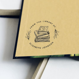 Handdragen Bokar Löv-Anpassningsbar från Bibliotek Självfärgande Stämpel