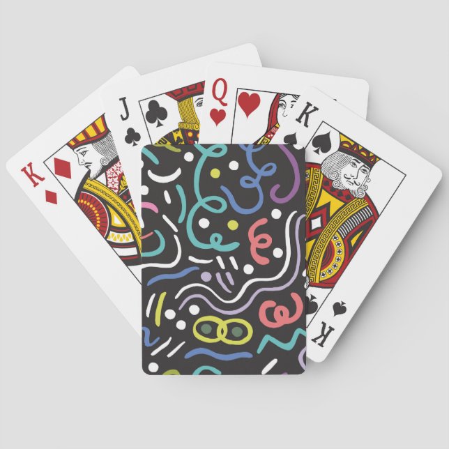 Handdragen borste mönster, zigzag linjer. casinokort (Baksidan)