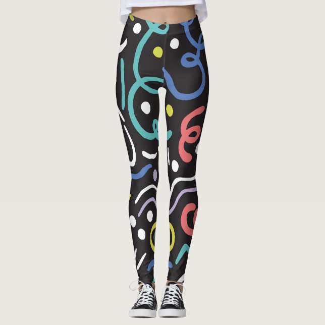 Handdragen borste mönster, zigzag linjer. leggings (Framsida)