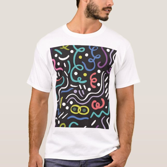 Handdragen borste mönster, zigzag linjer. t shirt (Framsida)
