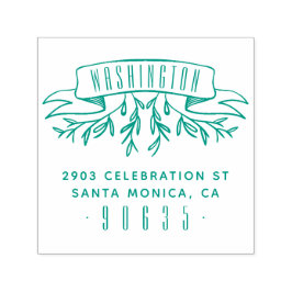 Handdragen botanisk banderoll Returadress Självfärgande Stämpel