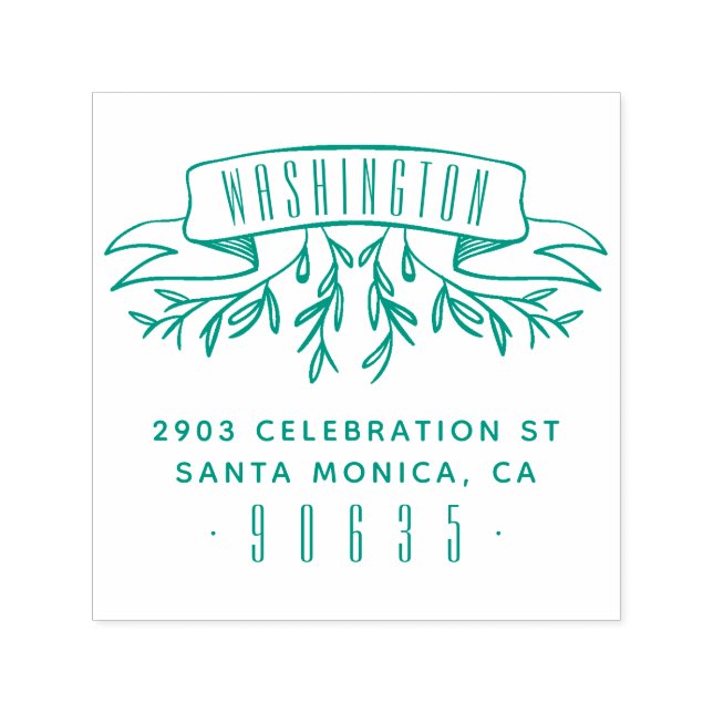 Handdragen botanisk banderoll Returadress Självfärgande Stämpel (Design)