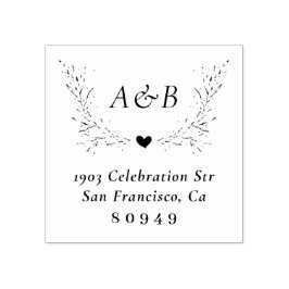 Handdragen botaniska Bröllop-Returadressen Stämpel