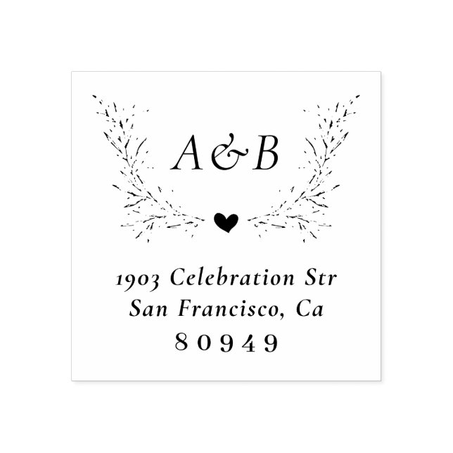 Handdragen botaniska Bröllop-Returadressen Stämpel (Tryck)