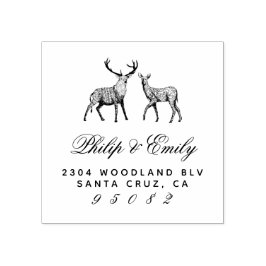 Handdragen Buck & Doe Bröllop Returadress Stämpel