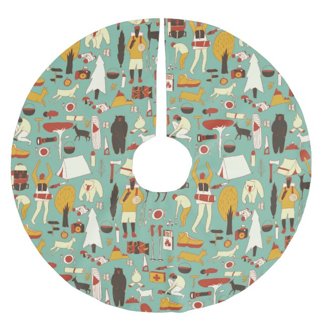 Handdragen camping, sömlös mönster. julgransmatta borstad polyester (Framsidan)