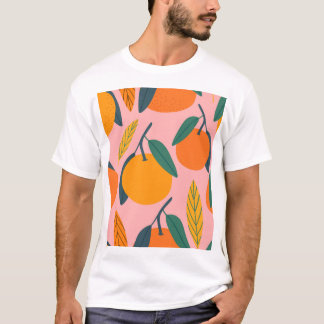 Handdragen citrus, sömlös mandarin mönster. t shirt