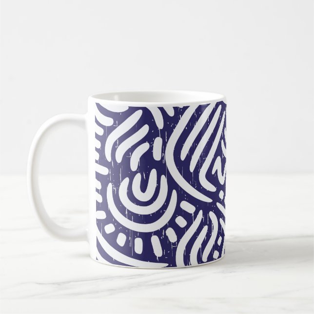 Handdragen etnisk inslag, pulserande mönster. kaffemugg (Vänster)