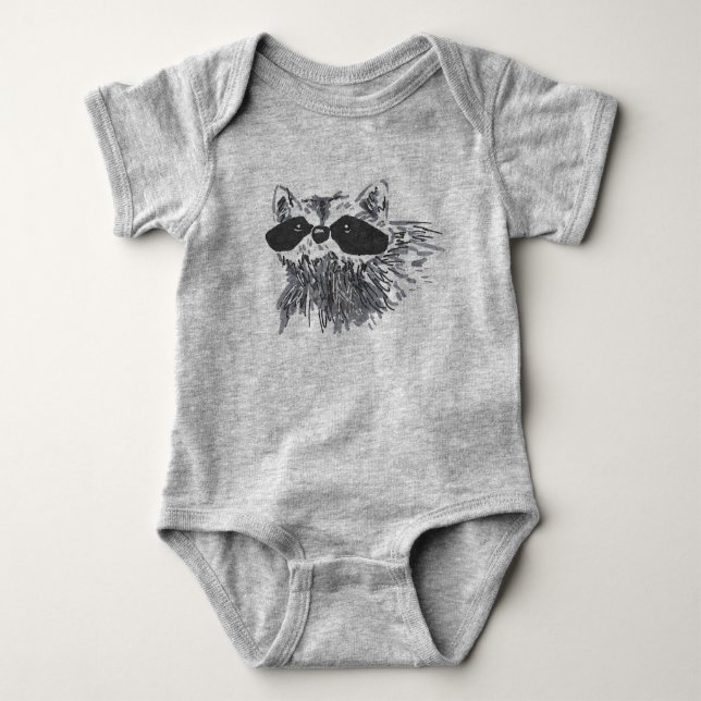 Handdragen Forest Animal Wildlife Raccoon T Shirt (Framsida)