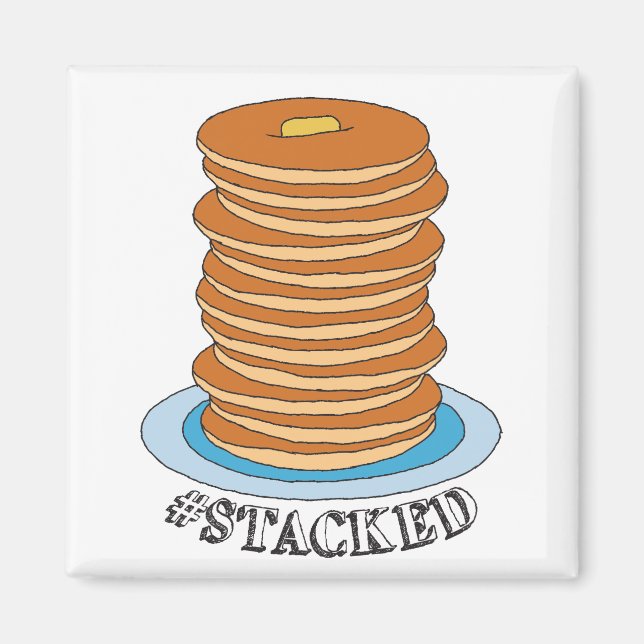 Handdragen Fullt Stack Pancakes Clipart Pancake Magnet (Framsidan)