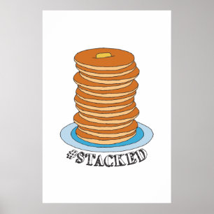 Handdragen Fullt Stack Pancakes Clipart Pancake Poster