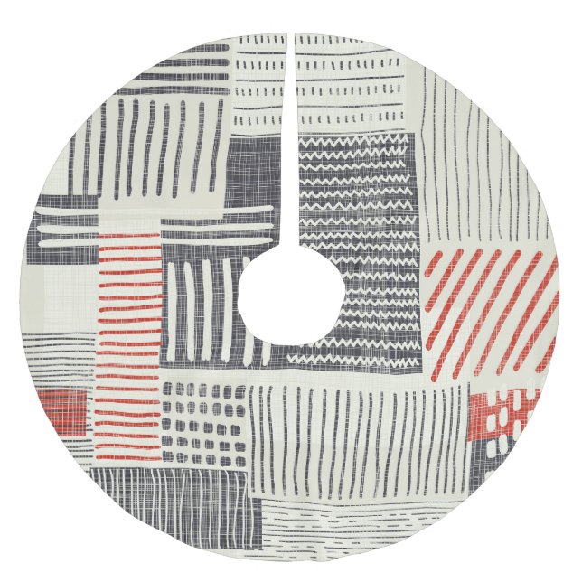 Handdragen geometrisk rand, sömlös mönster. julgransmatta borstad polyester (Framsidan)