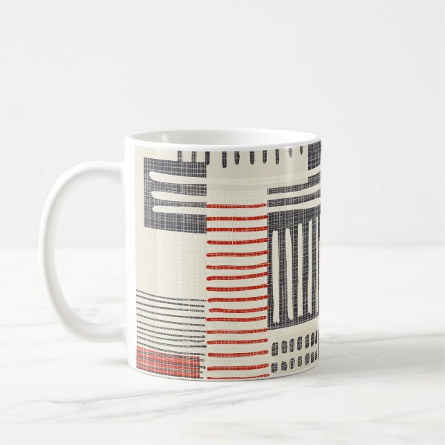 Handdragen geometrisk rand, sömlös mönster. kaffemugg (Vänster)