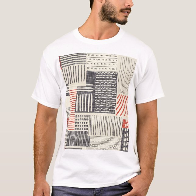 Handdragen geometrisk rand, sömlös mönster. t shirt (Framsida)