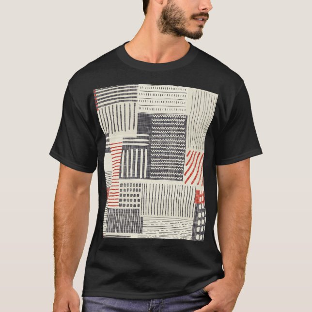 Handdragen geometrisk rand, sömlös mönster. t shirt (Framsida)