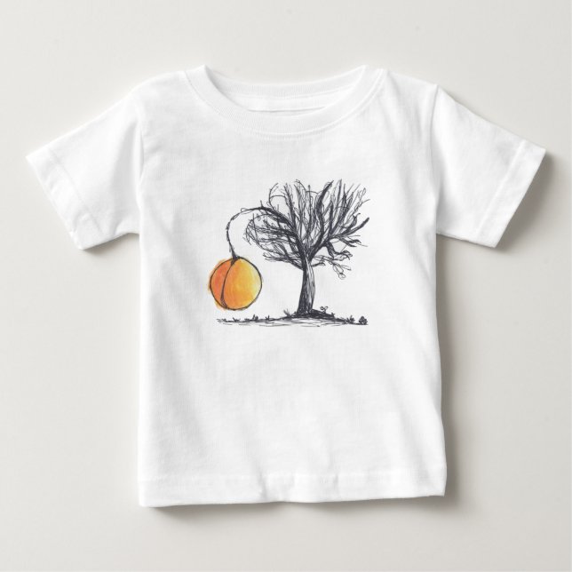 Handdragen Giant Peach Träd T-shirt (Framsida)