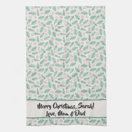 Handdragen Grönt Red i Gräs Grenar Kökshandduk