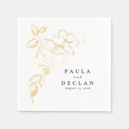 Handdragen Guld Flowers-Elegant, minimalistisk Brö Pappersservett