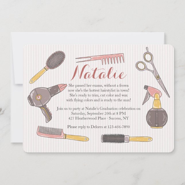 Handdragen Hairdresser Inslag-inbjudan Inbjudningar (Framsida)
