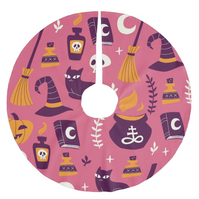 Handdragen Halloween, sömlös mönster. Julgransmatta Borstad Polyester (Framsidan)