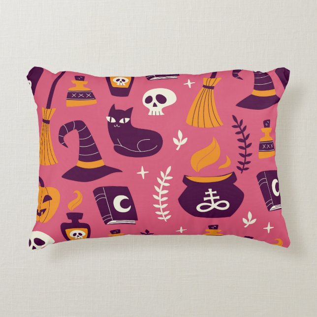 Handdragen Halloween, sömlös mönster. Prydnadskudde (Framsidan)