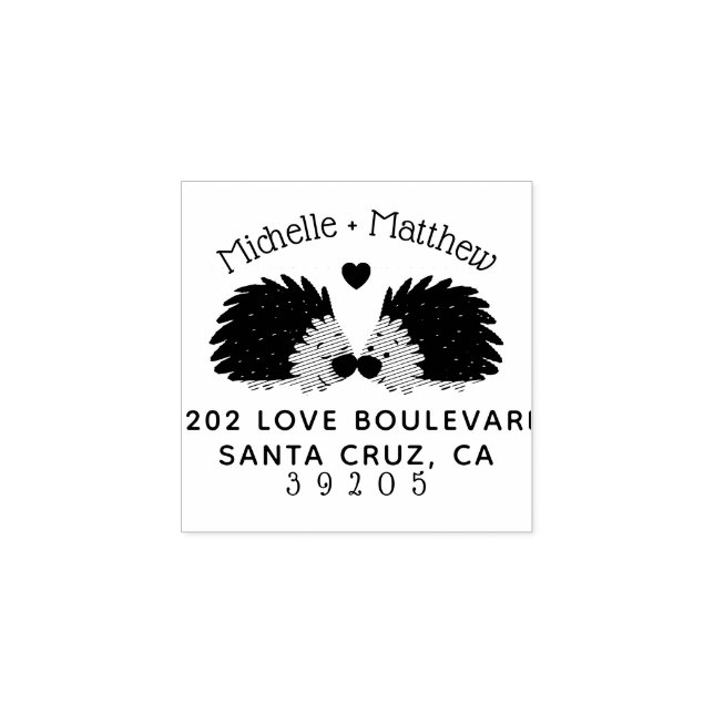Handdragen Hedgehog & Heart Bröllop Returadress Stämpel (Tryck)