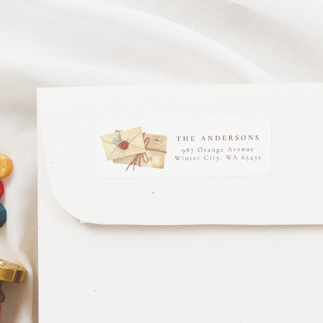 Handdragen Helgdag Mail Cute Family Namn Returadress Etikett (Skapare uppladdad)