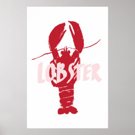 Handdragen hummer med handskriven text poster
