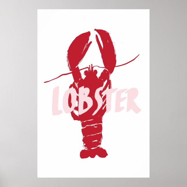 Handdragen hummer med handskriven text poster (Framsidan)