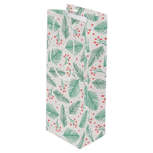 Handdragen jul Gräs Grenar Grönt Red White (Framsidan Vinklad)