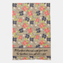 Handdragen jul Poinsettia Red White Navy