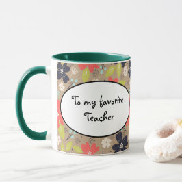 Handdragen jul Poinsettia Red White Navy Mugg