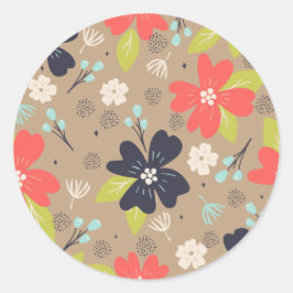 Handdragen jul Poinsettia Red White Navy Runt Klistermärke