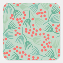 Handdragen Julgran Evergreen Gräs Nål Fyrkantigt Klistermärke