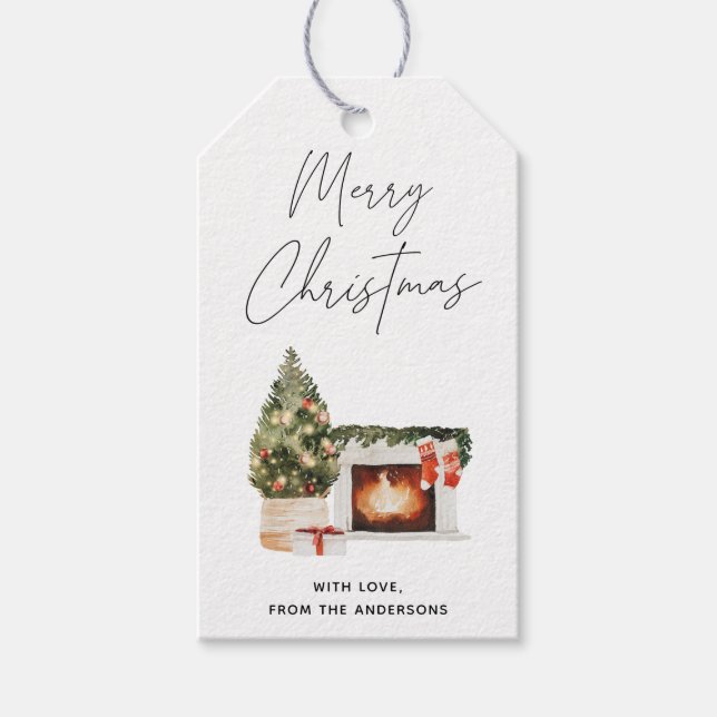 Handdragen Julgran & Stockings, Helgdag Presentetikett (Framsidan)