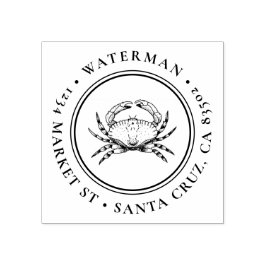 Handdragen krabba | Rund Nautisk Returadress Stämpel