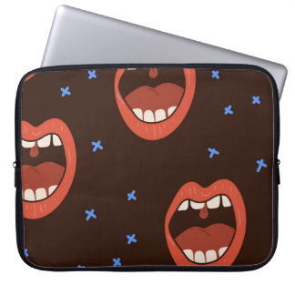 Handdragen Läppar: Cute Mouth Mönster. Laptop Fodral