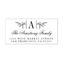 Handdragen Laurel Gren Monogram-Returadress