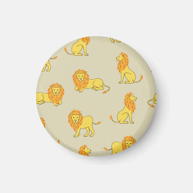 Handdragen lejon: vintage mönster. magnet (Framsidan)