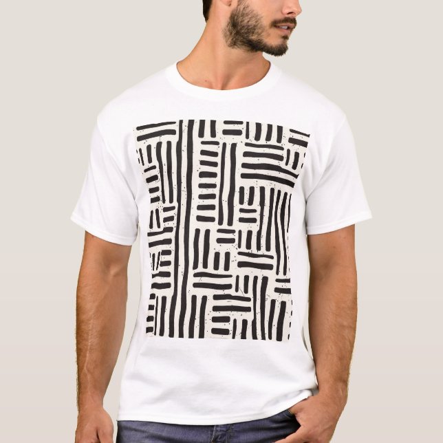 Handdragen linjer, grå sömlös struktur. t shirt (Framsida)