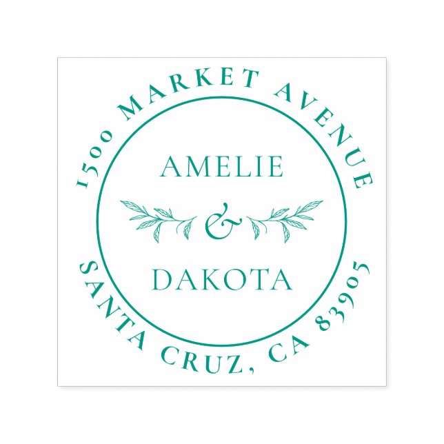 Handdragen Löv Elegant bröllop Returadress Självfärgande Stämpel (Design)